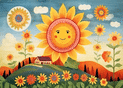 Soleil radieux et fleurs d'&eacute;t&eacute; &eacute;clatantes
